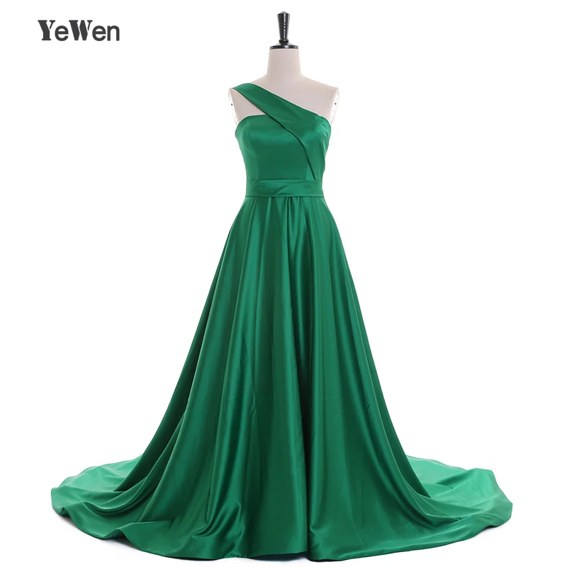 Зеленый одно плечо Зеленые Вечерние платья Для женщин знаменитости Пром