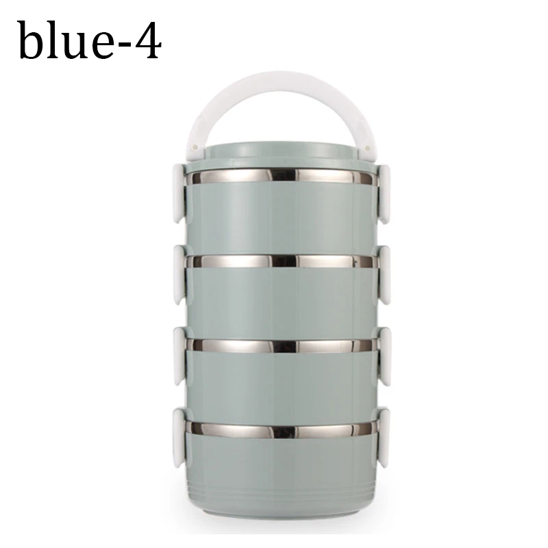 Blue-4 Bento Box для сохранения тепла 304 из нержавеющей стали, Ланч-бокс для детей, портативный контейнер для еды для пикника, школы, взрослых, бизнеса - Цвет: Blue-4