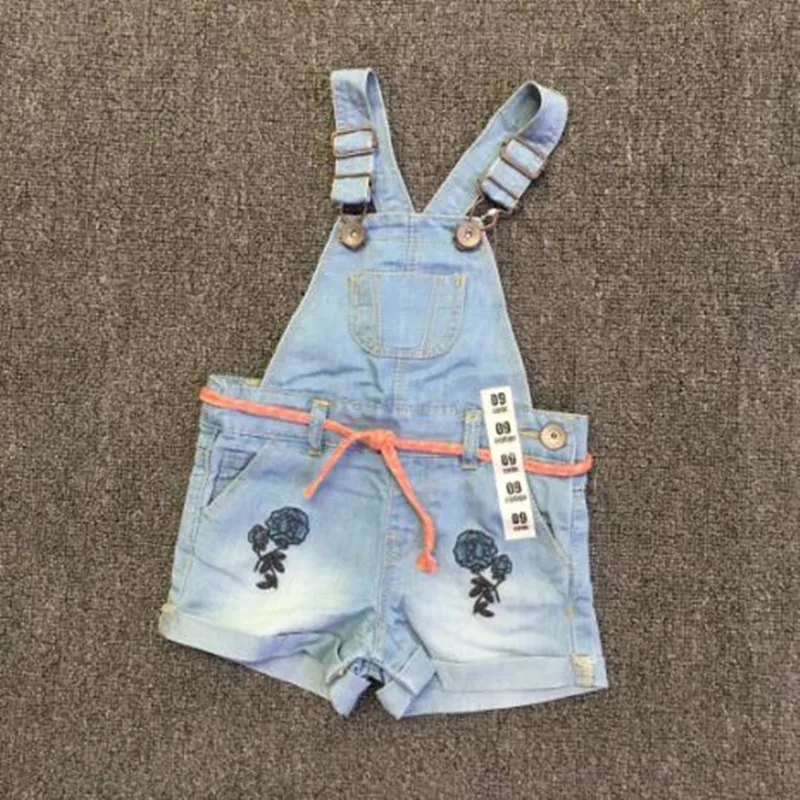 

2018 Spring Summer Fashion Style Girl Jumpsuit Cute Sweet Fashion Washed Jeans Denim Romper Jumpsuits Straps Short Pants