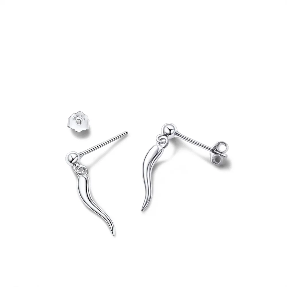 SILVERCUTE итальянский Рог серьги гвоздики для женщин 925 стерлингового серебра