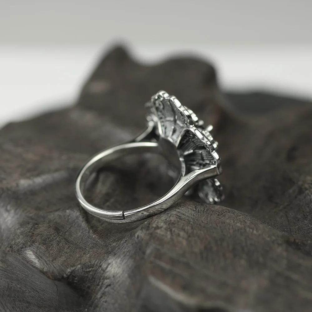 Оригинальный дизайн настоящее 925 пробы серебряные вращающиеся винтажные кольца