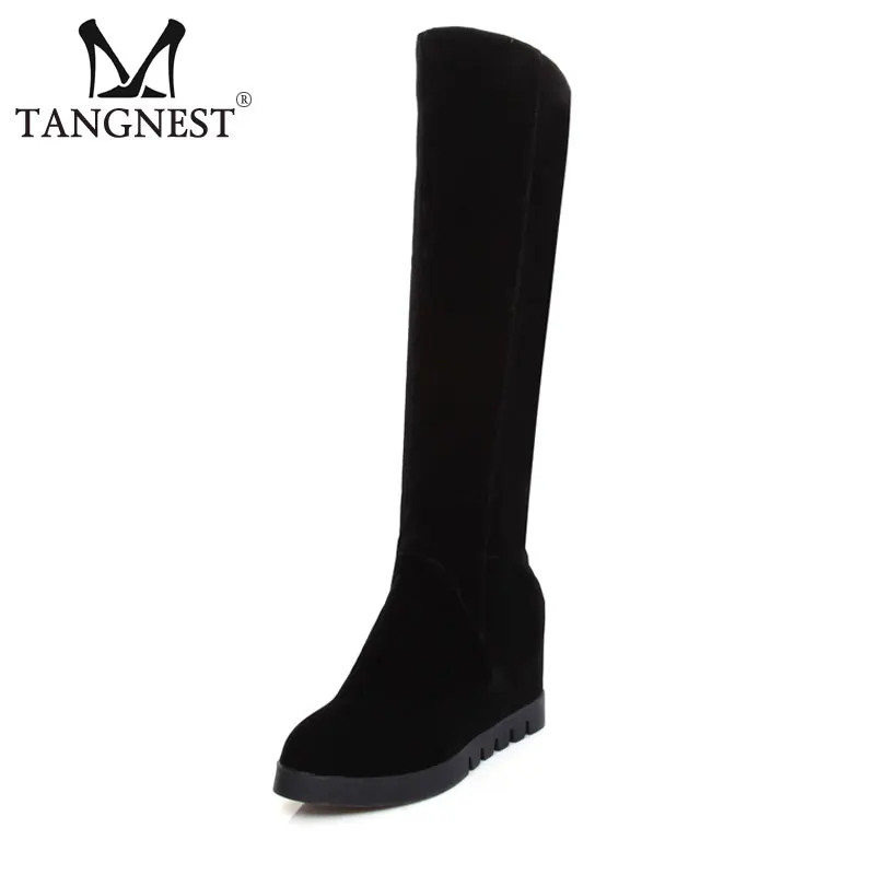 Tangnest/женские сапоги до колена новые из флока женские высокие увеличивающие рост