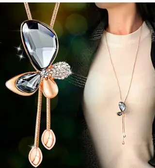 Классическое длинное ожерелье с бабочкой и кисточкой женская бижутерия Новая