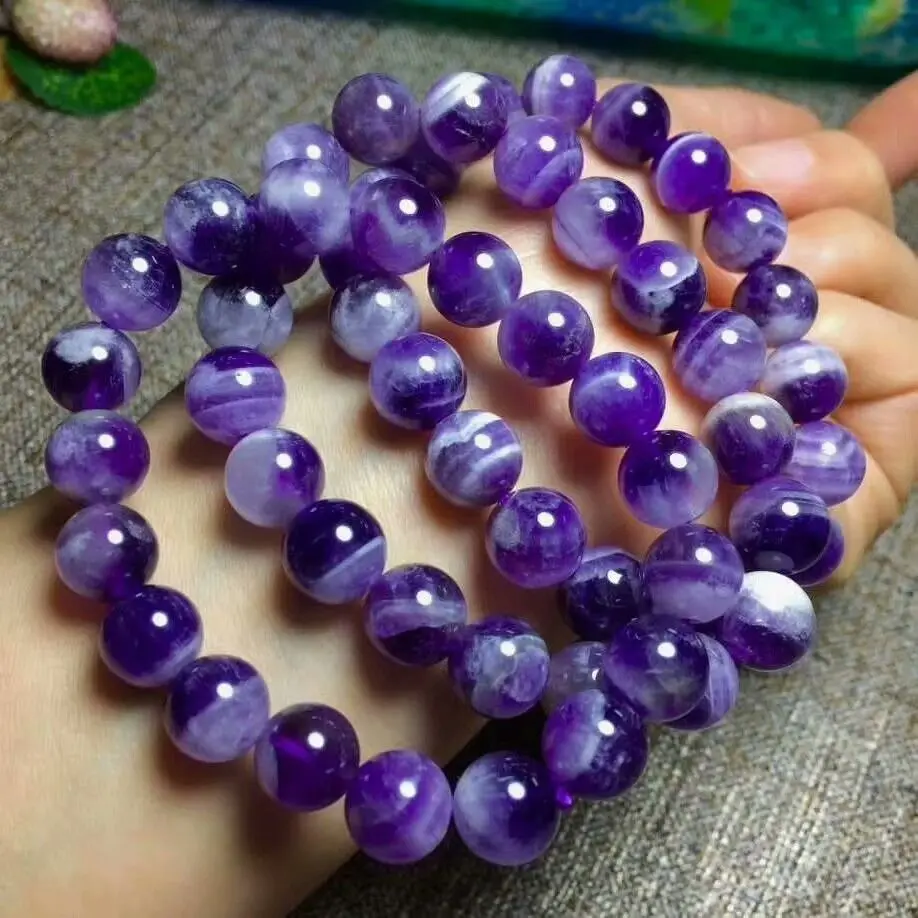 

Free Shipping Natural Amethyst Quartz Crystal Beads One Bracelet AAA 10mm