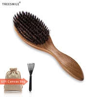 treesmile natural bristle sandalwood comb anti static wooden massage brush exfoliating scalp hair care head brush d30