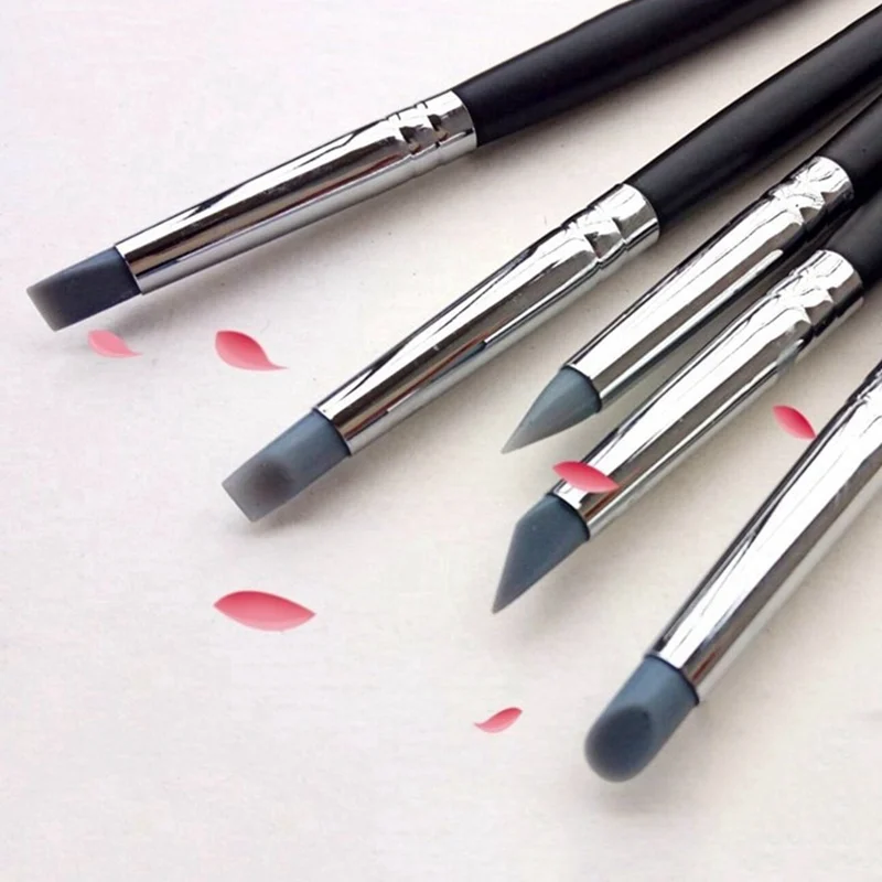 5 шт Силиконовые Nail Art Pen Кисть для нанесения рисунка полые глиняная скульптура кисти для УФ-геля формирования глины расставить польский DIY Набор инструментов