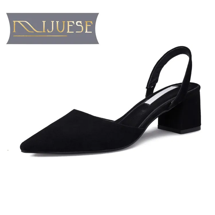 MLJUESE 2018 women sandals Kid Suede black color Gladiator slingbacks pointed toe beaches casual size 34-40 | Обувь