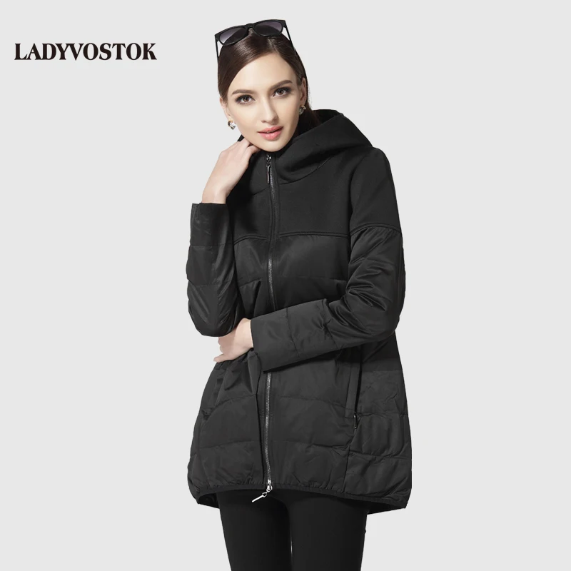LADYVOSTOK Женское пальто парка Куртка Повседневная Модная Тёплая Зимняя С Капюшоном