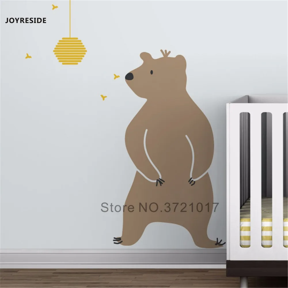 Joyestee медведь с улей пчела сотовая Наклейка на стену Виниловая наклейка для детей