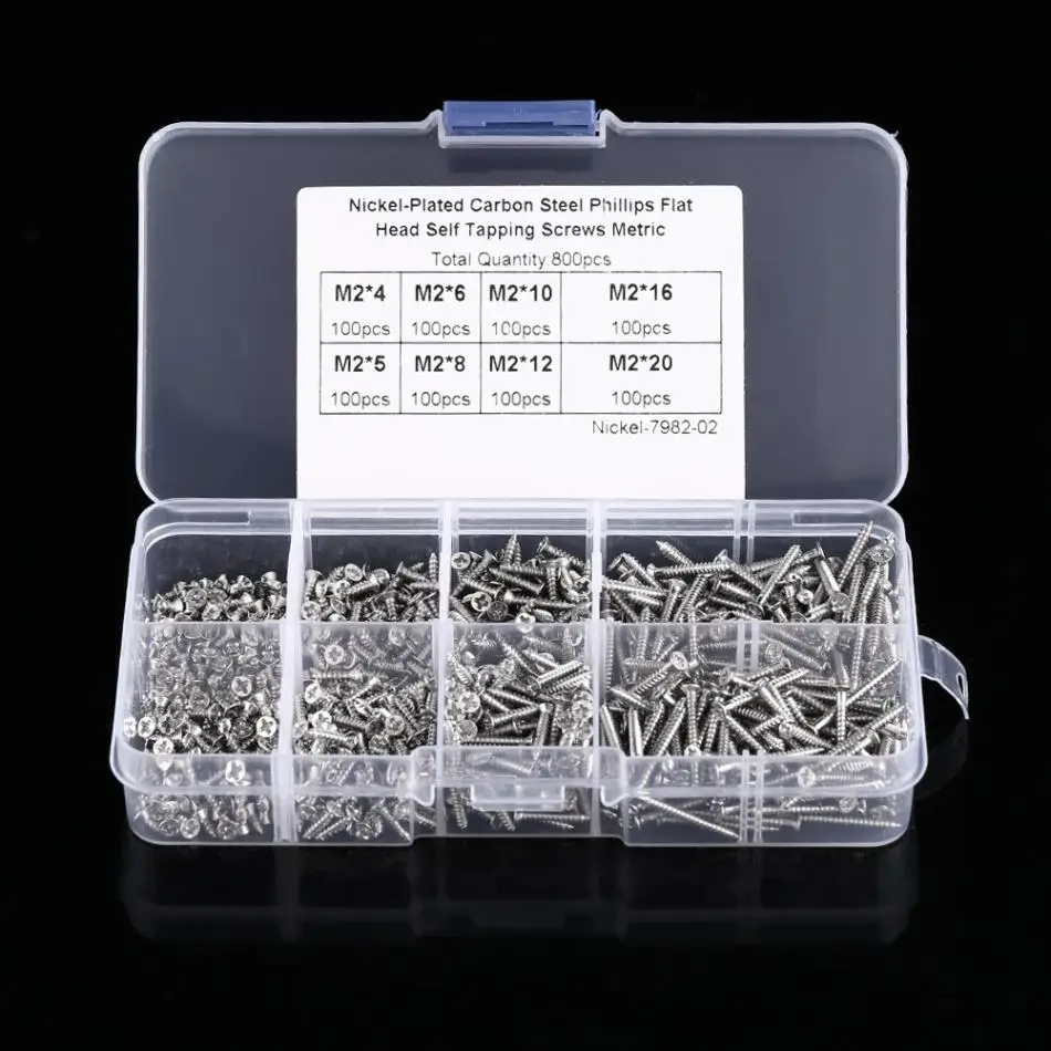 Саморезы M2 800 шт. крестовые винты с плоской головкой саморезы для деревообработки