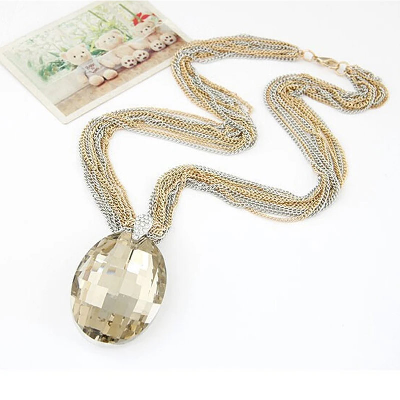 Fashion Beautiful Hight Quality Multilayers Chain Faceted Gem Rhinestone Pendant Necklace | Украшения и аксессуары