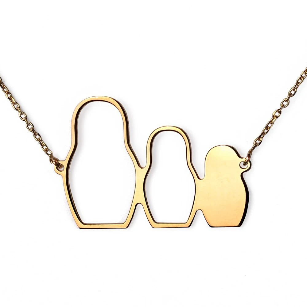 Новейшая уникальная 3 Матрешка ожерелье кулон серебро и золото вложение в форме