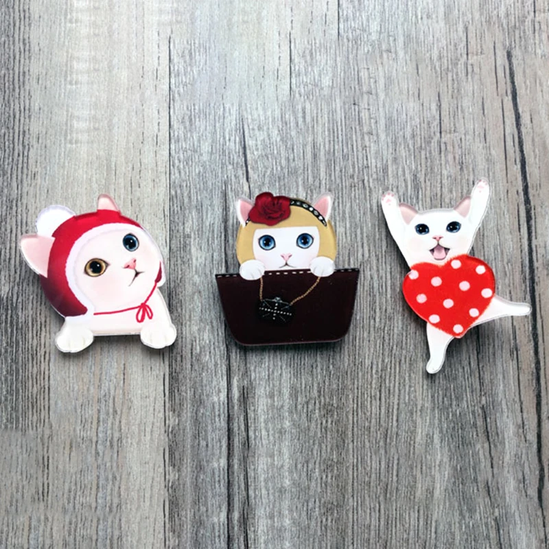 HOT Sale 1pcs/bag Harajuku Style Cute Cat Cartoon Students Classmates Dress Brooch Acrylic Badge | Украшения и аксессуары