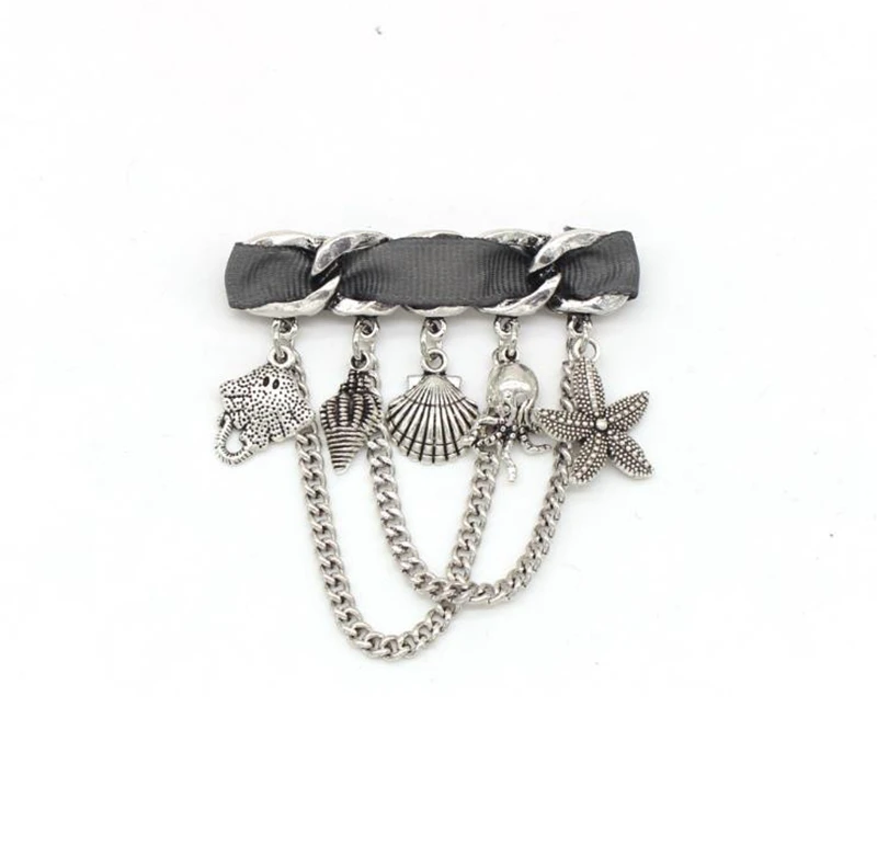 

Silver Shells Hanger Chain Strings Brooch Clip Pin Sweater Suit Shawl Keeper Collar Buckle Garment Accessories Jewelry