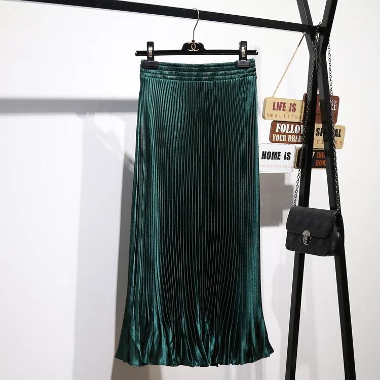 Длинные юбки для женщин и девушек атласная юбка Новая Металлическая