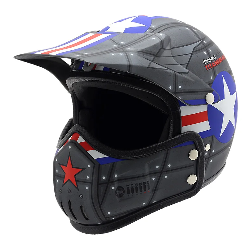 Винтаж съемный мотоциклетный шлем Ghost Rider черный железный человек мотоцикл
