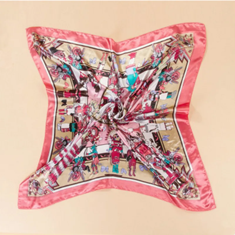 Высокое качество имитация шелка шарфы 90*90 см большой атласный шарф с принтом