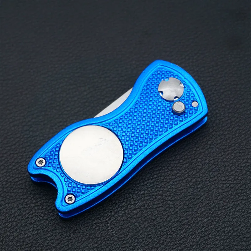 Aluminium Divot Fork Tool with Button Magnetic Ball Marker Portable for Golf Club BB55 | Спорт и развлечения