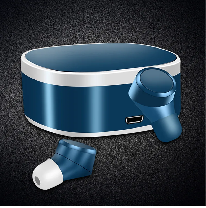 Синий Nasin TWS 5,0 Мини Bluetooth наушники Беспроводные спортивные сенсорные водонепроницаемые стерео наушники с шумоподавлением наушники с микрофоном - Цвет: Синий