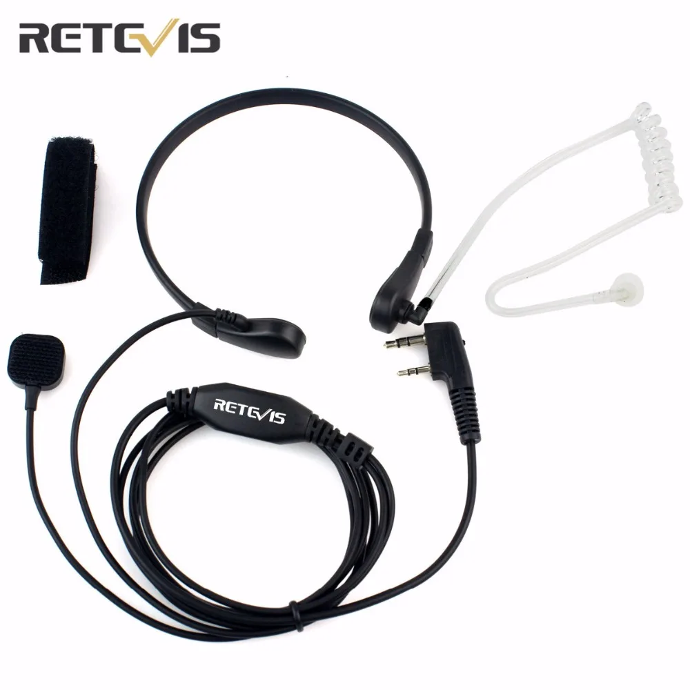 Retevis горла гарнитура PTT с микрофоном для Walkie Talkie Скрытая Акустическая трубка Kenwood