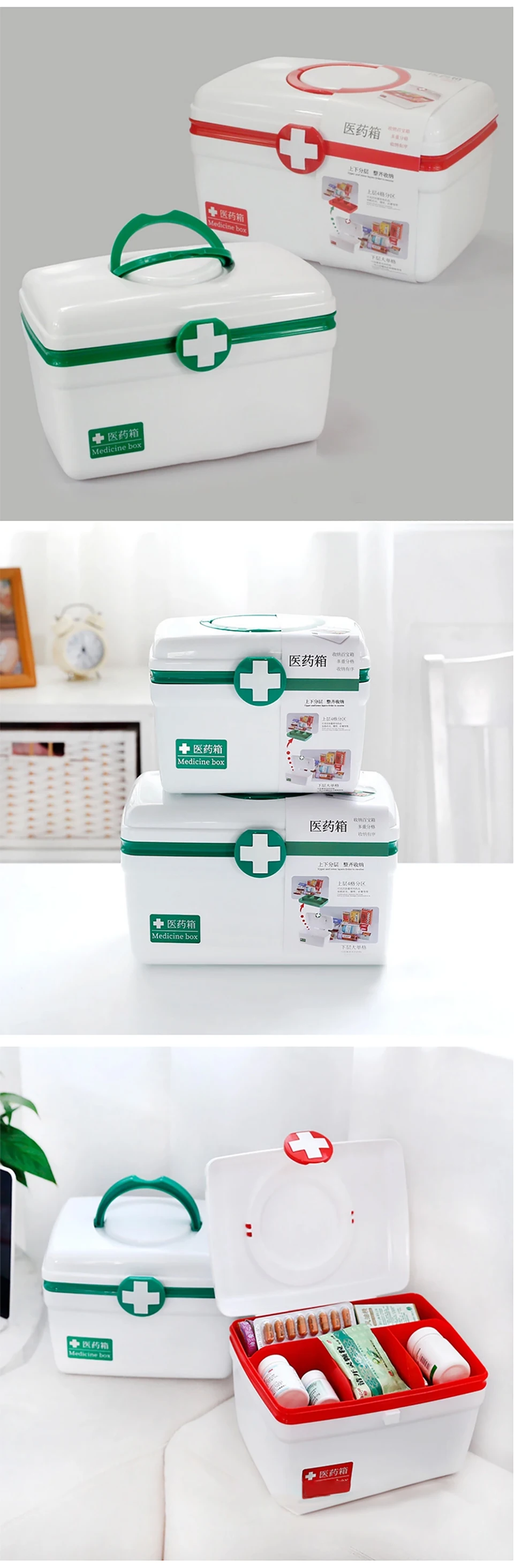 Семейный медицинский набор, Коробка Для Хранения медицинской первой помощи, пластиковая медицинская коробка с ручкой, портативный чехол для хранения лекарств