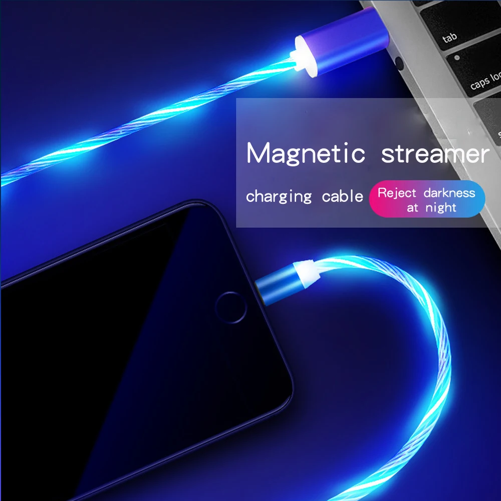 Магнитная Зарядка через usb кабель светодиодный освещение Тип C Micro USB 8 контактный