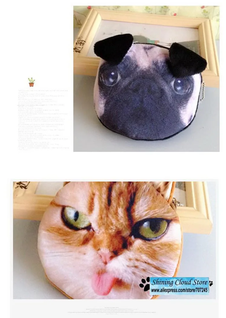 30 шт./лот мини кошелек с лицом милого кота и собаки/сумка для хранения в виде