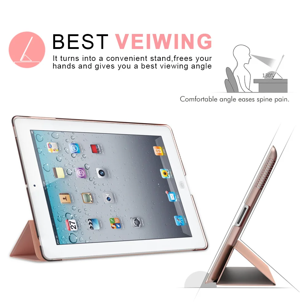 Для iPad 2 3 4 Чехол Batianda прозрачная задняя крышка PU кожаный чехол для IPAD 2/3/4 Trifold Auto