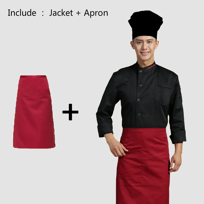 2pcs Кухонная Униформа шеф-повара дышащая однобортная куртка для обслуживания еды унисекс для ресторана отеля Кондитерская поварская одежда рабочая одежда Униформа - Цвет: 2pcs