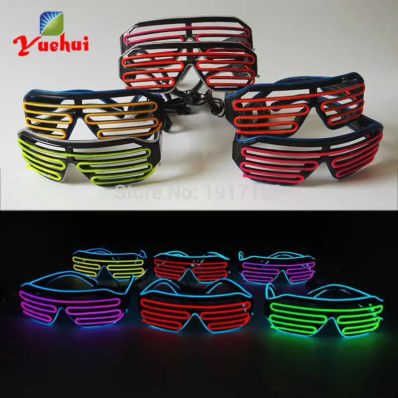 Горячая Распродажа светящиеся двухцветные очки с EL-проводом 17 стилей
