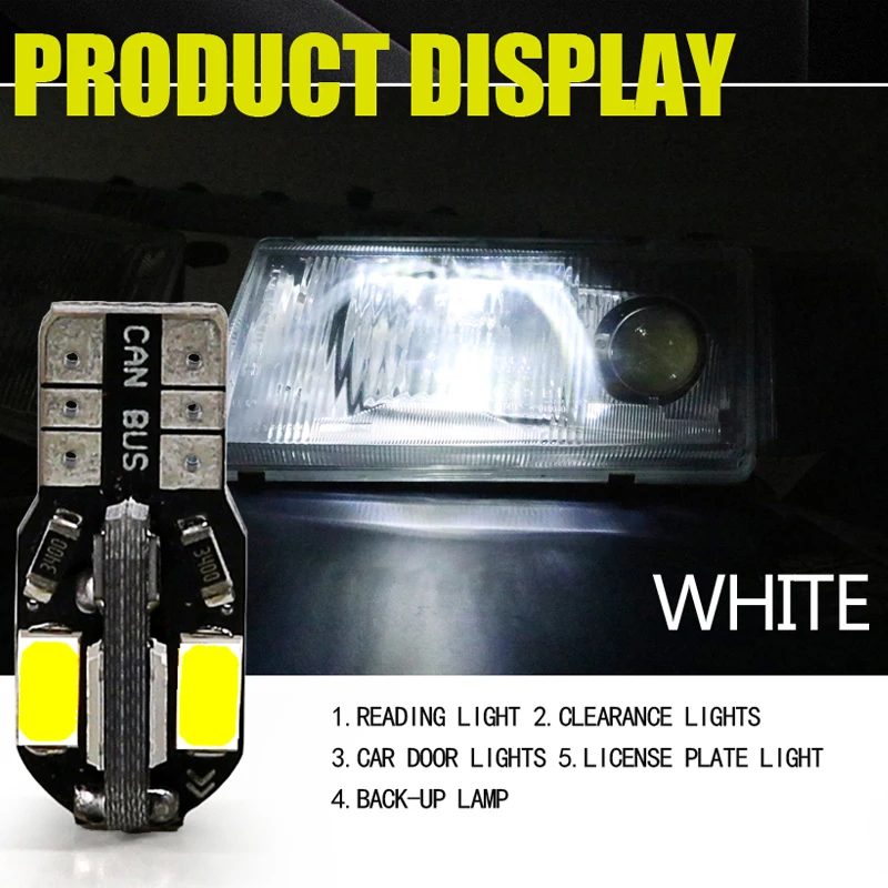 Светодиодсветодиодный лампы hlxg T10 Canbus 8SMD 5630 10 шт. Ошибка декодера бесплатная