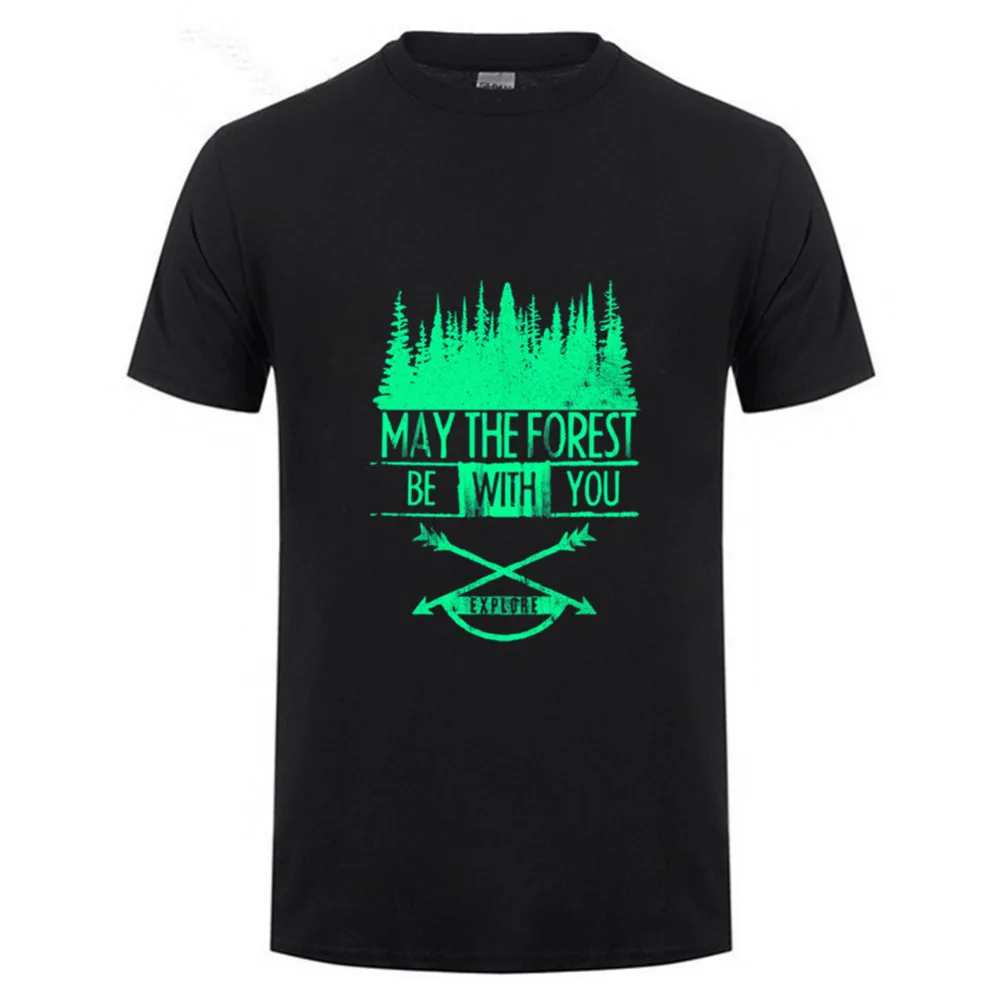 Men's T Shirt May the Forest be With You Save Earth Statement Soft Cotton short sleeve Young man Tee | Мужская одежда