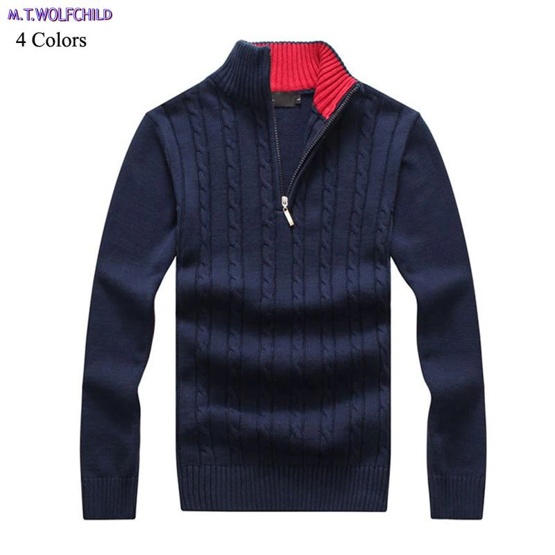 

Good quality 2018 Mens long sleeve stand-collar knitted sweaters casual 100% cotton thick mens knitting coats fashion mens tops