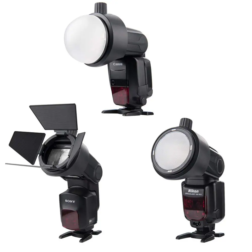 

In Stock Godox S-R1 with AK-R1 Flash Speedlight Adapter Barn Door, Snoot, Color Filter, Reflector, Honeycomb, Diffuser Ball Kits