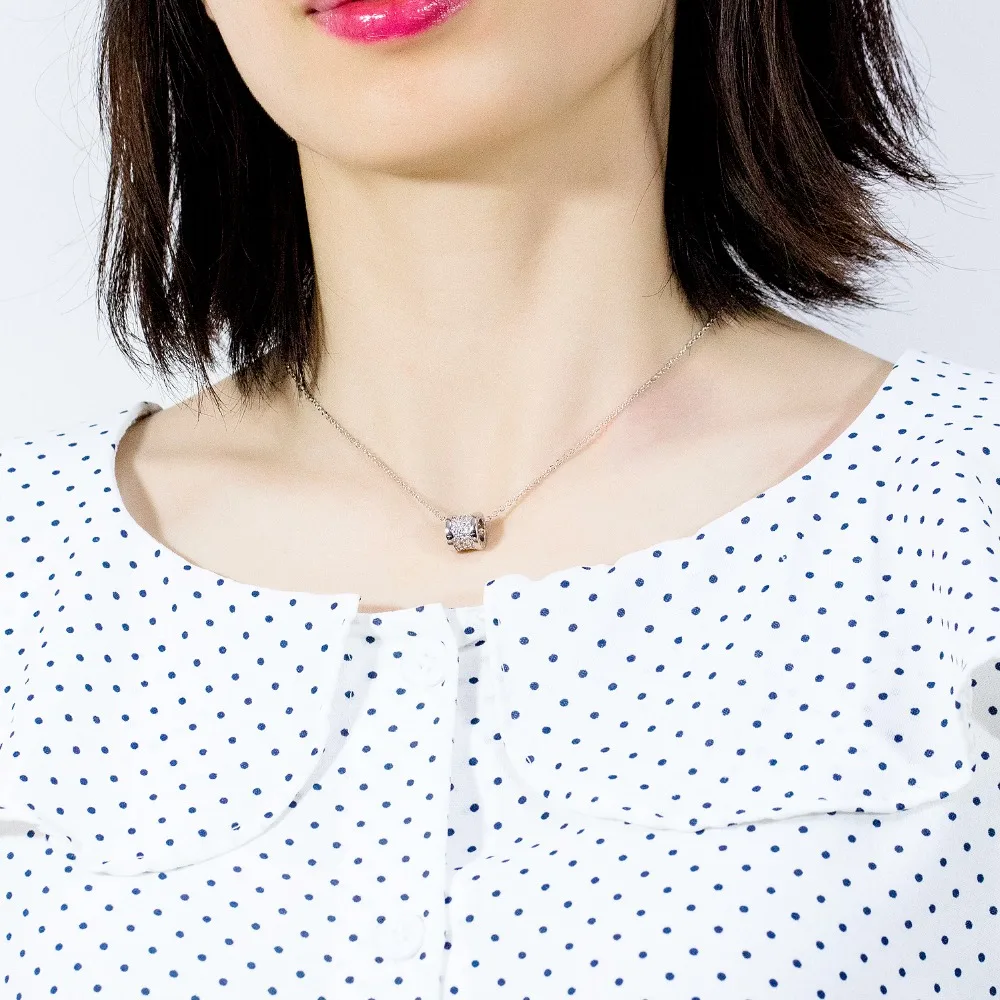 Rose gold wide-brimmed ladies wedding pendant necklace jewelry fashion stainless steel crystal 3-KX700 | Украшения и аксессуары