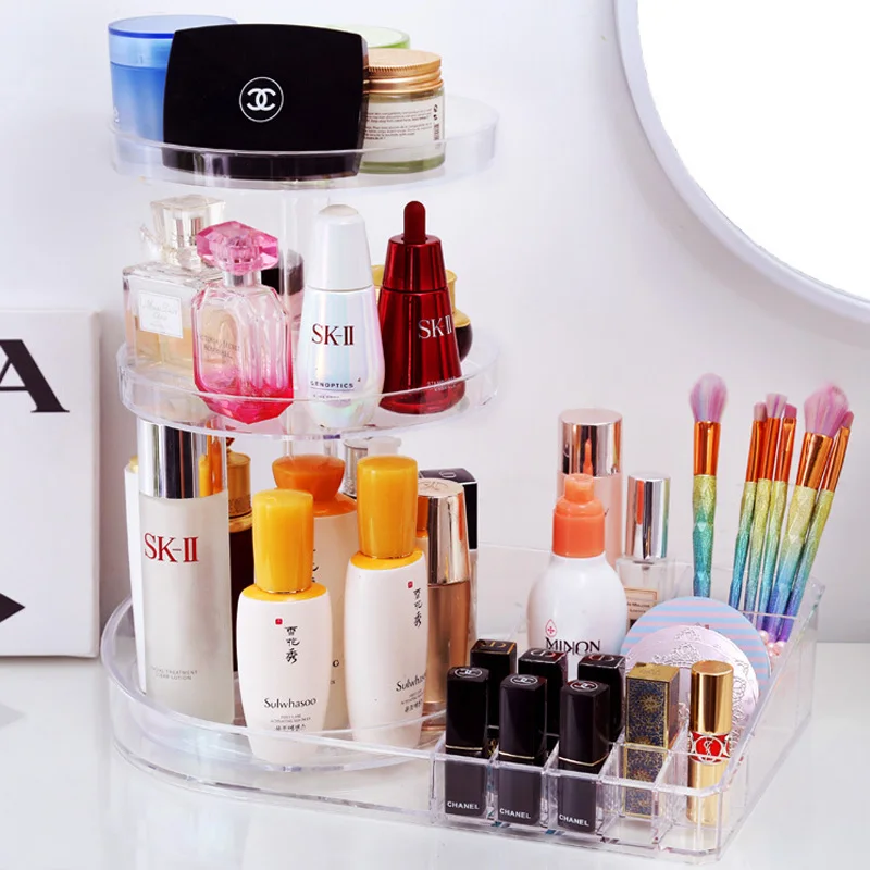 Новый вращающийся органайзер для макияжа стойка лака ногтей многослойная