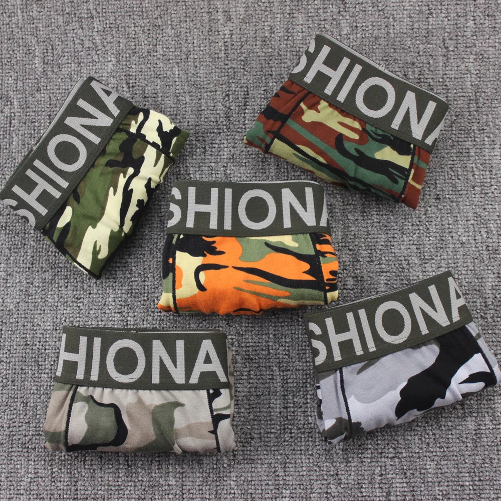 Нижнее белье боксеры cueca мужские трусы сексуальные шорты камуфляжные мягкие