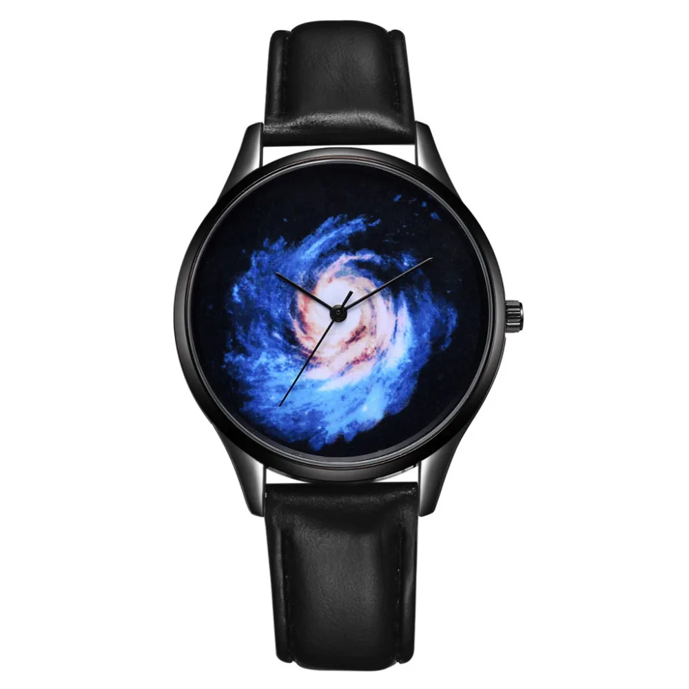 Женские кварцевые часы с ремешком и звездой Vortex темно синие из искусственной