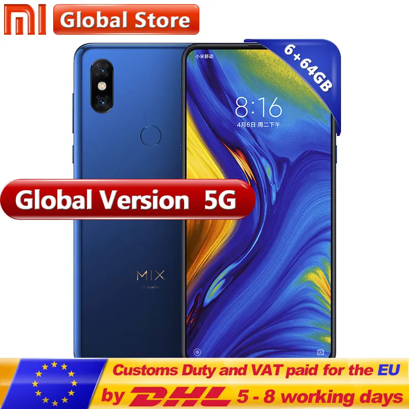 Глобальная версия Xiaomi mi x 3 5 г сети 6 ГБ 64 Гб RAM ROM телефон Net Snapdragon 855 мобильный 24 0 + 2