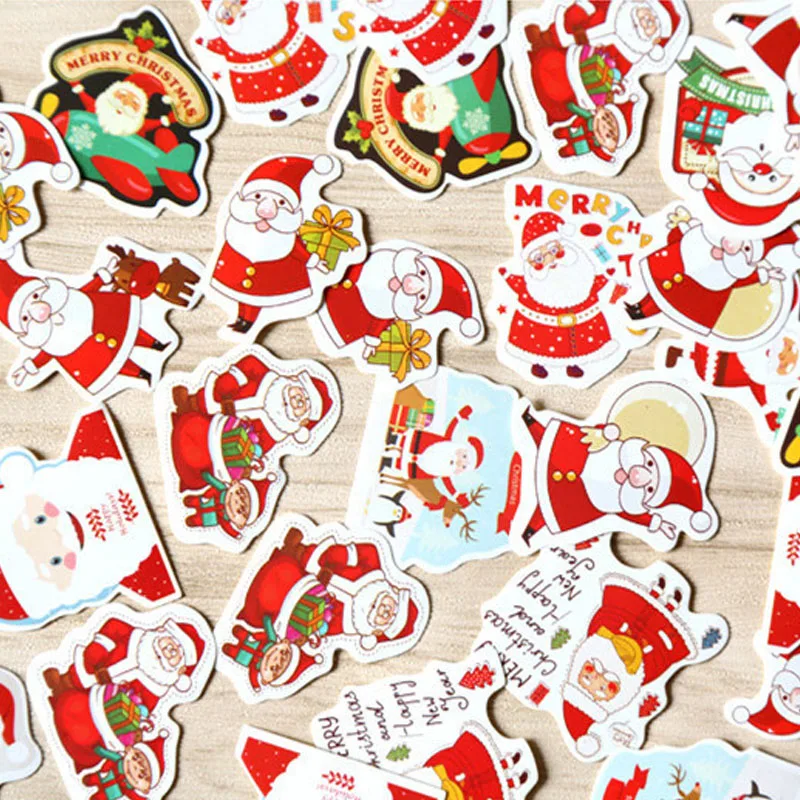 

48Pcs/Pack Merry Christmas Decorative Sticker Santa Claus Shaped Envelope Seal Stickers For Scrapbook Diy Diary Album Decoration