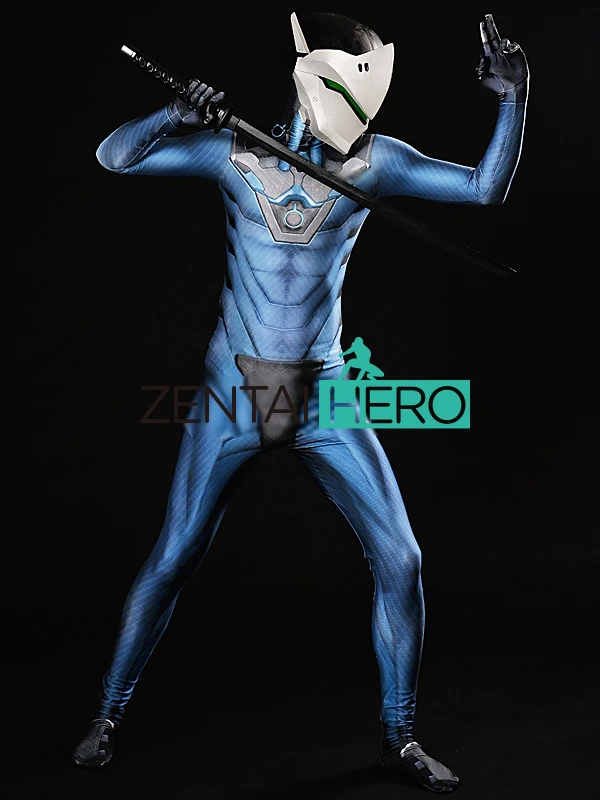 ZentaiHero 2017 печать голубого углеродного волокна костюм генджи над часами игровой