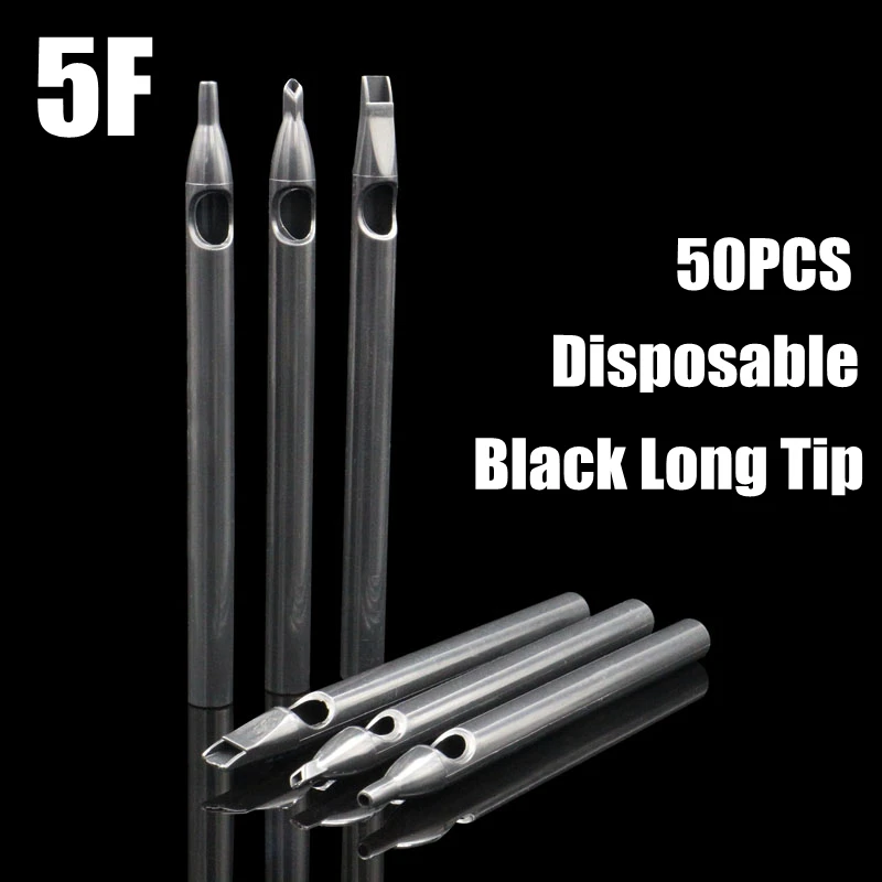 

50PCS Black Tattoo Long Tips 5FT Disposable Plastic Long Tattoo Tips Nozzle Tube 5F For Tattoo Supplies Free Shipping