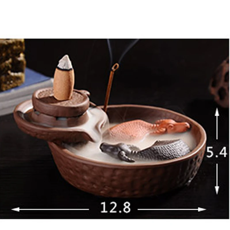 Конусная курильница с 2 котиками обратным потоком керамическая Будды из