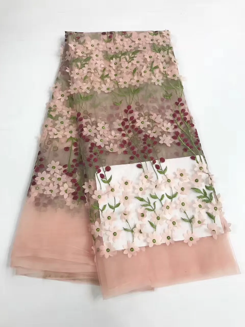 

Pink 3D embroidere Lace Fabric For Wedding Dresses Guipure Lace diy 3D cloth curtain decorative fabrics JY025
