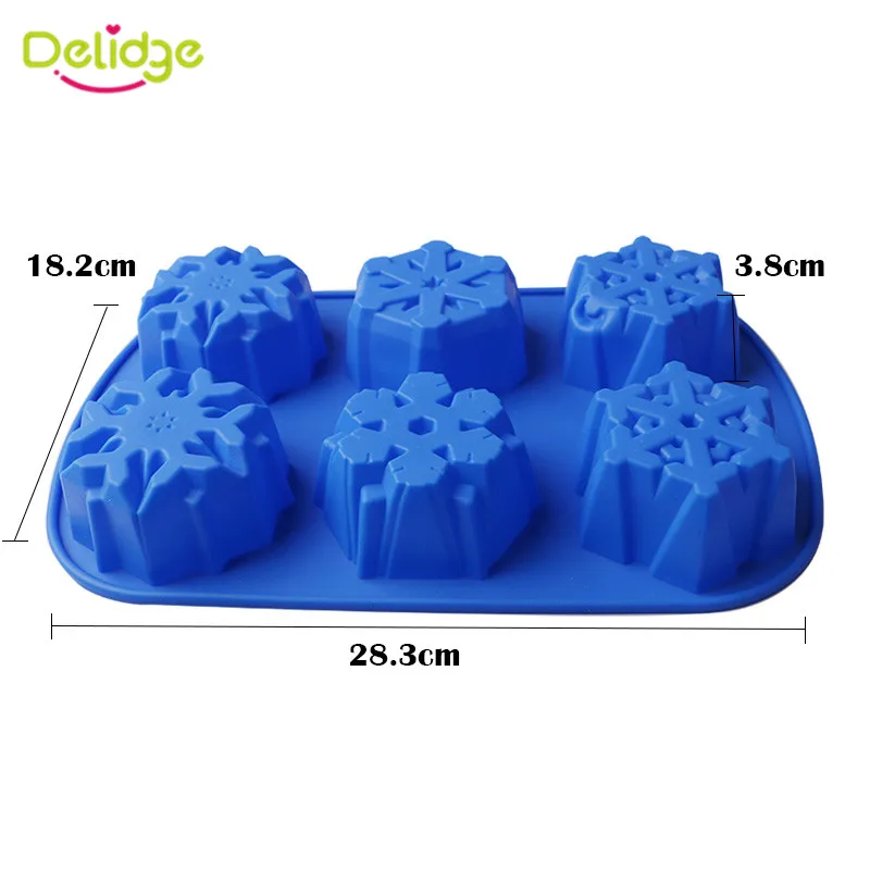 Delidge 1 шт. силиконовая форма в форме цветка с 6 ячейками 3D свадебная снежинка луна