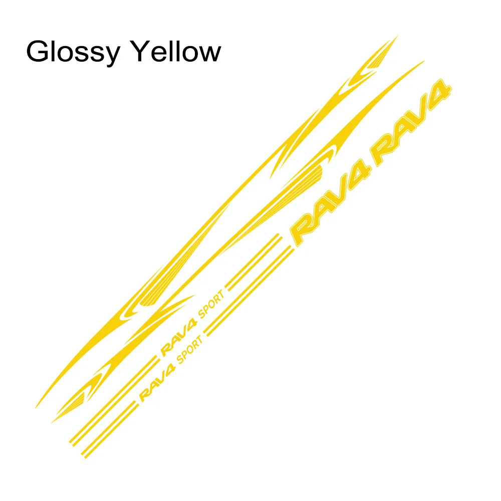 Glossy Yellow Автомобильная Двусторонняя наклейка на юбку, Авто Виниловая обертка, гоночные полосы, наклейки на автомобиль для Toyota Rav4, сделай сам, Стайлинг, тюнинг, автомобильные аксессуары - Название цвета: Glossy Yellow