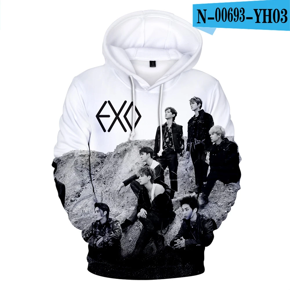 Kpop Bang Store EXO Love Shot толстовки с 3D принтом для женщин/мужчин модные толстовки с капюшоном и длинным рукавом Лидер продаж повседневные толстовки - Цвет: Бежевый