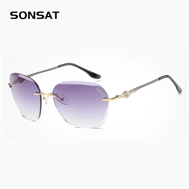 2017 новые женские солнцезащитные очки трендовые бескаркасные ретро Квадратные