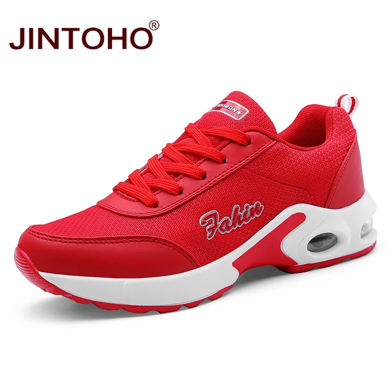 red JINTOHO/ Для женщин спортивная обувь бренд Для женщин кроссовки из дышащего материала; женская обувь, недорогие кроссовки женские Для женщин спортивная обувь - Цвет: red
