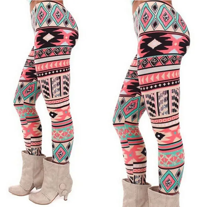 1pc Women Ankle Length Tribal Printed Casual Skinny Slim Legging Stretchy Knit Christmas Gift Snowflake Leggins | Женская одежда
